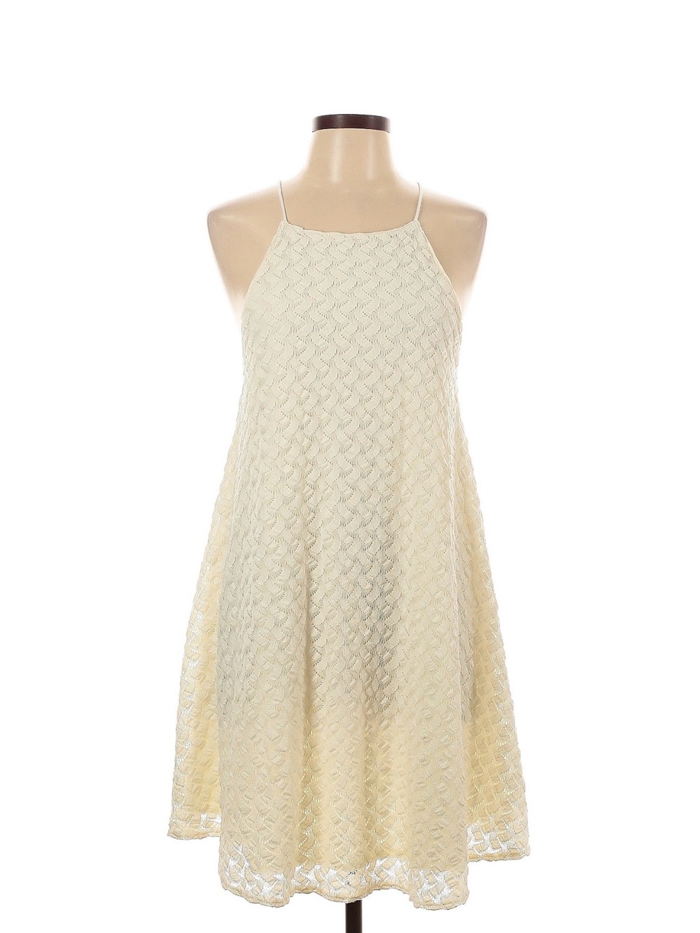 Kimchi Blue Cream Textured Halter Mini Dress